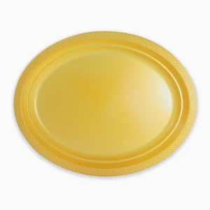 Bandeja Ovalada Premium Plástico PS Reutilizable 31 x 24.5 cm Oro