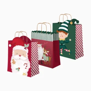 Bolsas Forma Regalo Navidad Pequeñas 18 x 10 x 24 cm ¡Llega Papá Noel!