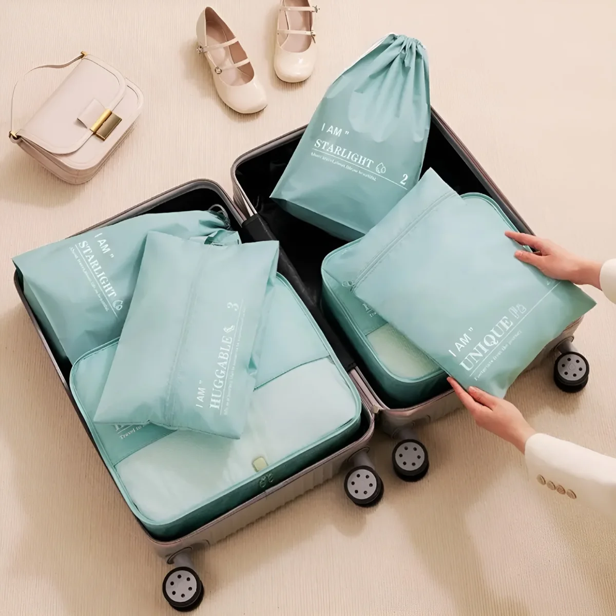 Set de bolsas de viaje para organización en maleta (Pack de 6) - Imagen 5