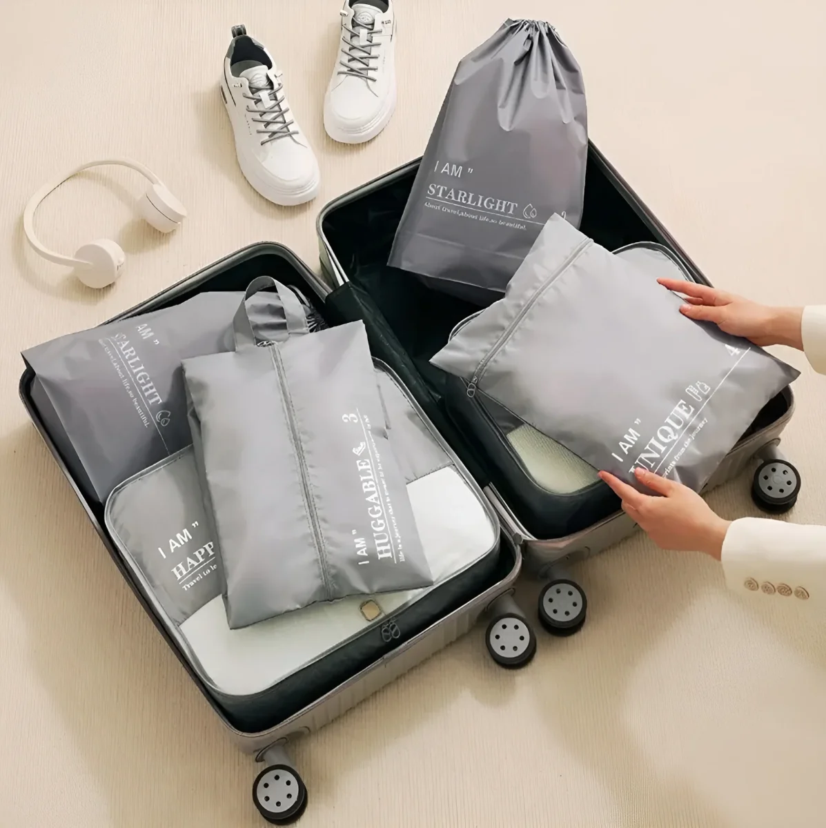 Set de bolsas de viaje para organización en maleta (Pack de 6) - Imagen 8