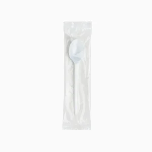 Cucharita Postre Embolsada Plástico PS Reutilizable 12.5 cm Blanco