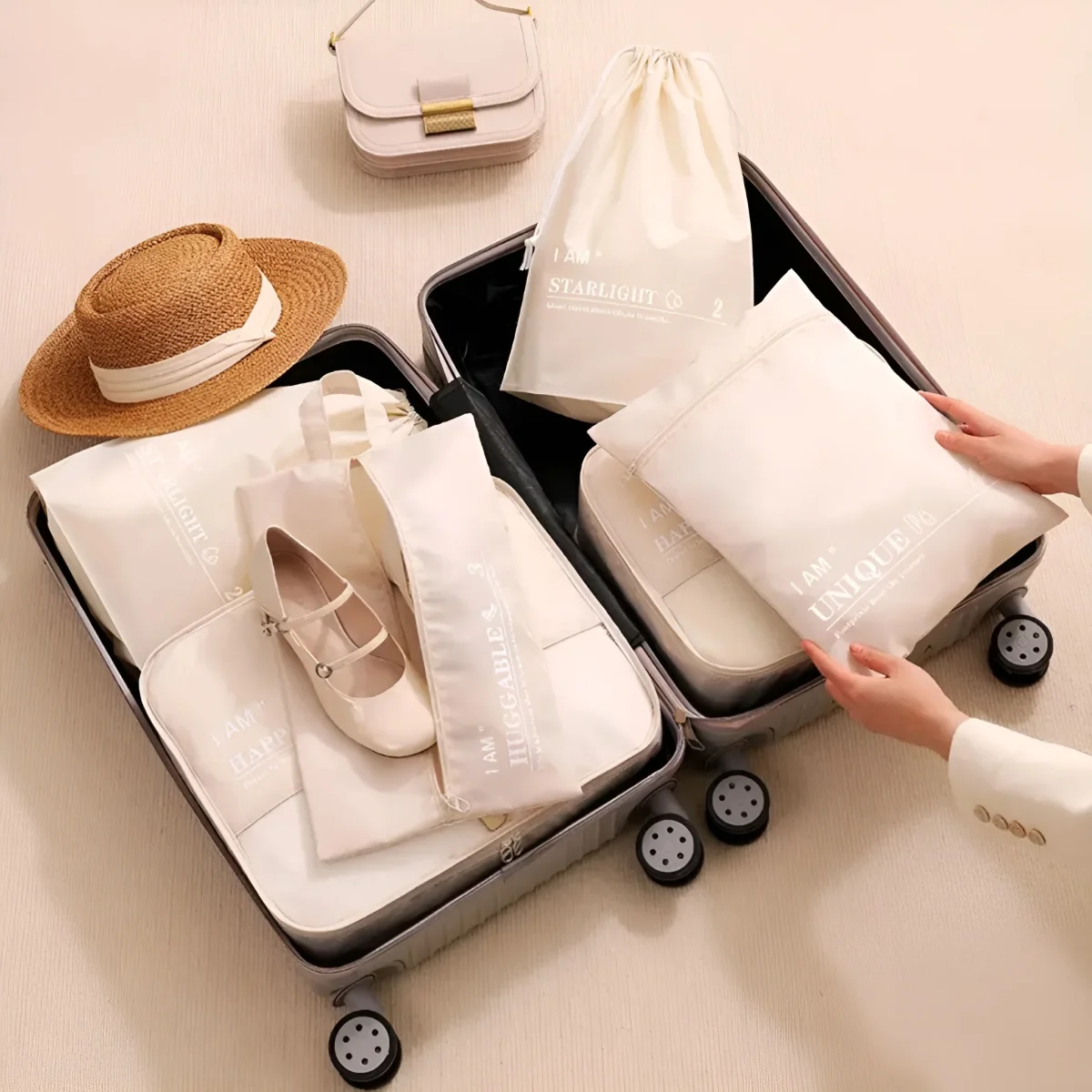 Set de bolsas de viaje para organización en maleta (Pack de 6) - Imagen 9