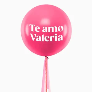 Globo Jumbo 60 cm Rosa Telas Corazón Personalizado Vinilo Blanco