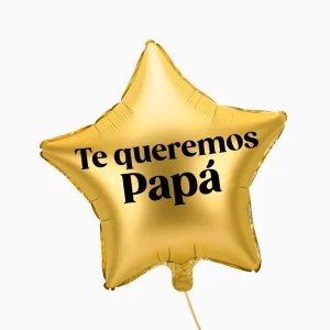 Globo Foil Estrella Oro "Te Queremos Papá" Personalizado Vinilo Negro