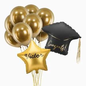 Set Globos Graduación Personalizado Vinilo Negro