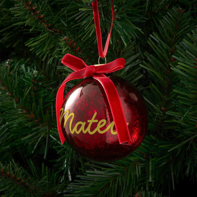 Bola de Navidad Vidrio Rojo Personalizada - Imagen 3