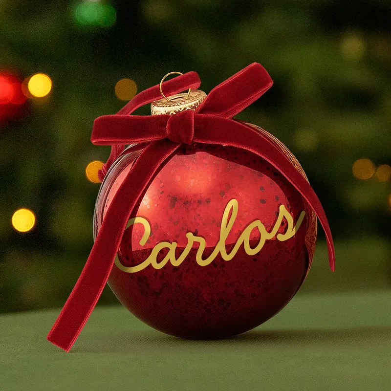 Bola de Navidad Vidrio Rojo Personalizada - Imagen 2