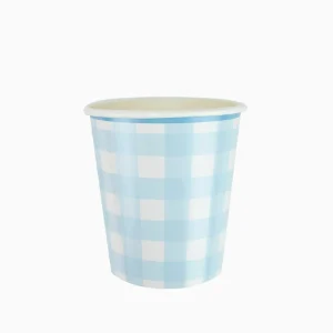 Vaso Cartón 200 cc Vichy Azul Pastel y Blanco