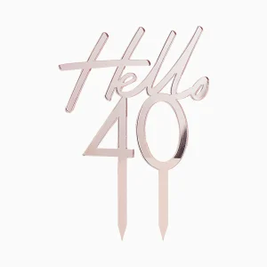 Topper Cumpleaños Oro Rosa 'Hello 40'