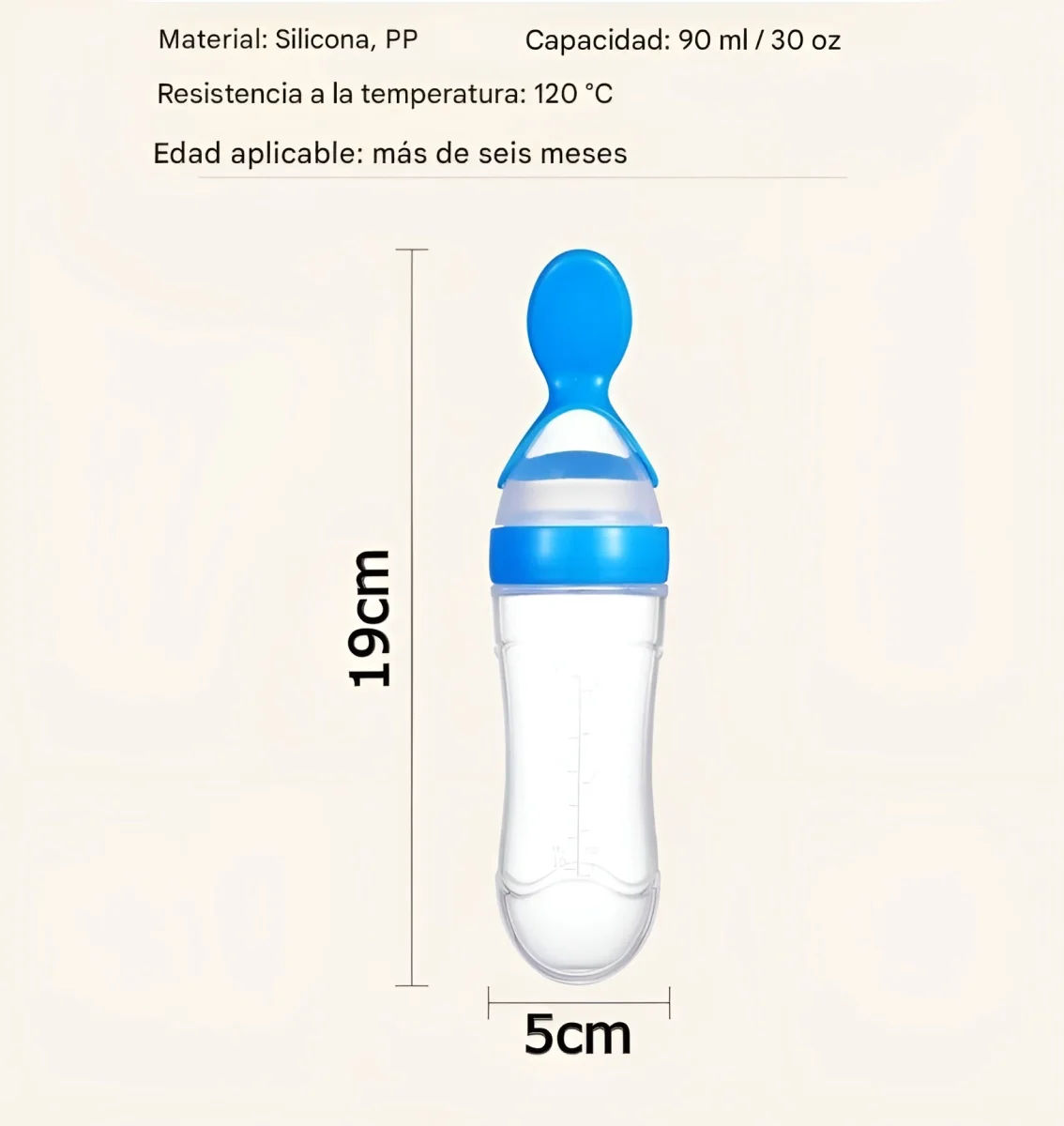 Botella de silicona con cuchara y cubierta 90ml - Imagen 3