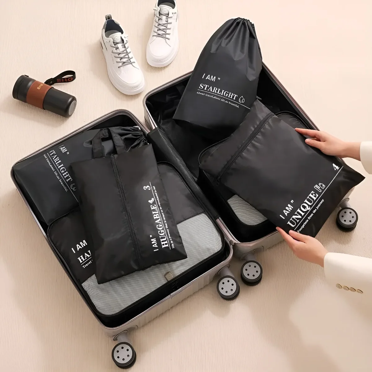 Set de bolsas de viaje para organización en maleta (Pack de 6) - Imagen 6