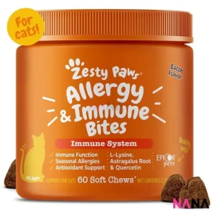 Zesty Paws Allergy & Immune Bite for Cats Bacon Flavor 60 Soft Chews
